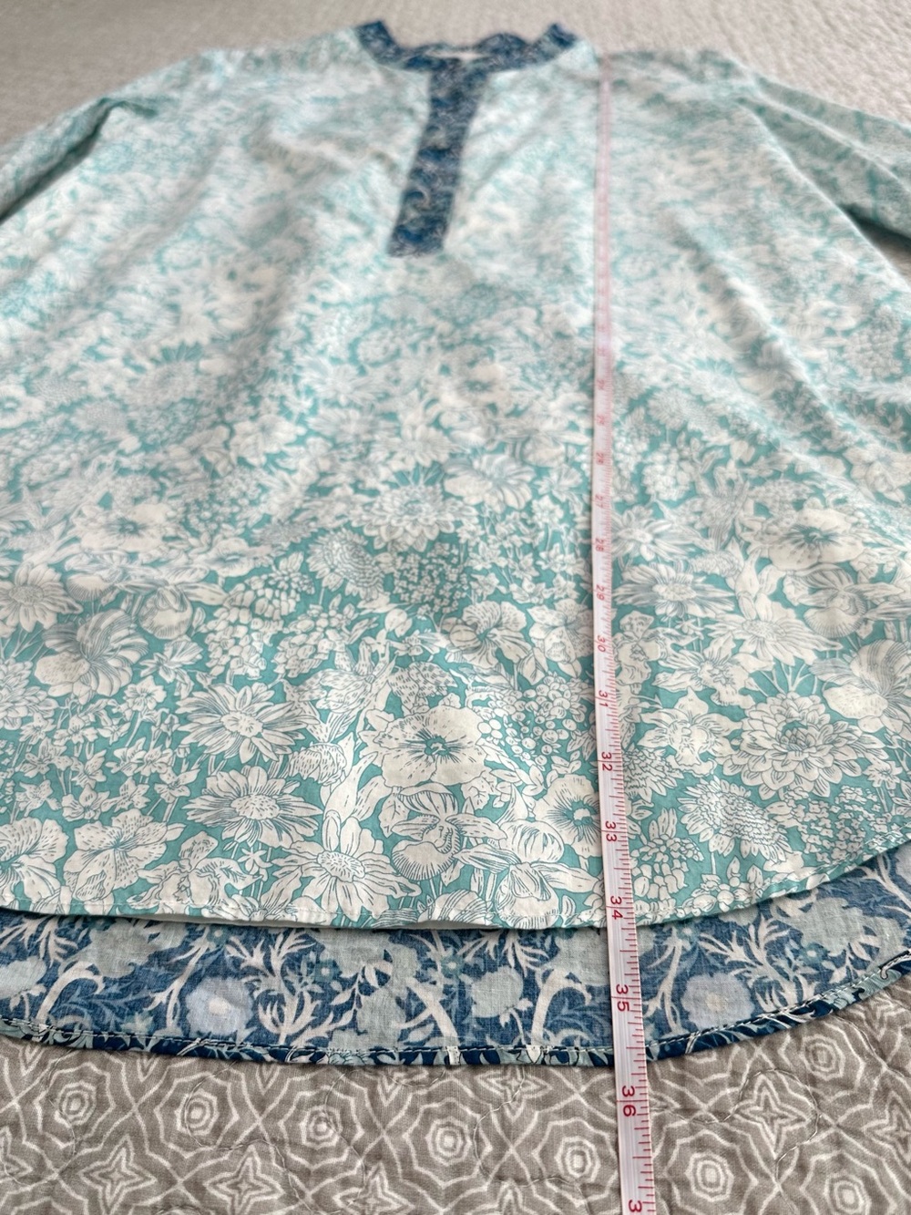 Tuckernuck Hyacinth House Gracelynn Tunic Dress Blue Aqua Floral Print Size S - Picture 9 of 12